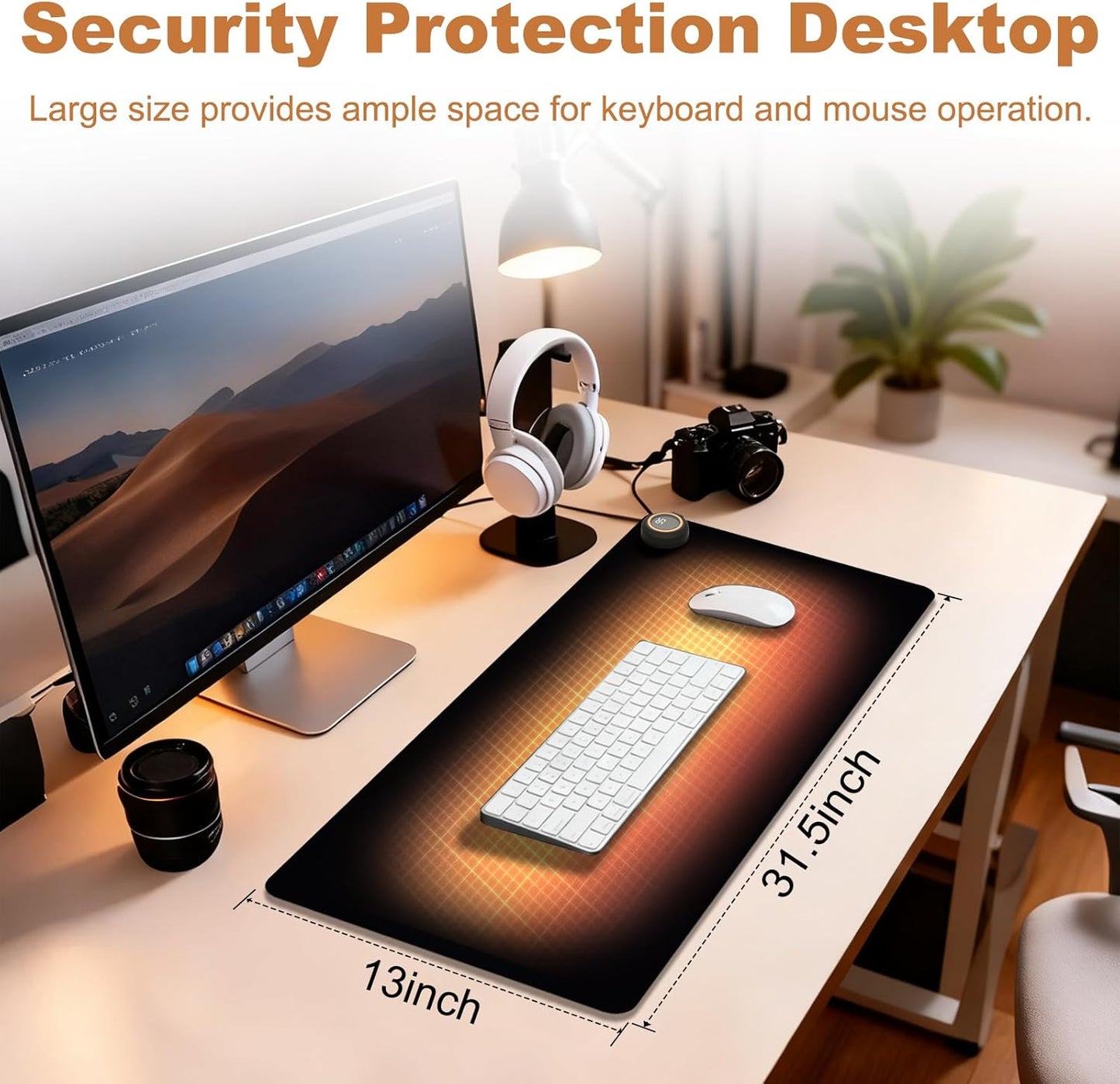 Heated Desk Pad - 31.5" X 13" Heated Mouse Pad 5 Heat Levels & 3 Hours Auto Shut-Off Waterproof & Leakage-Proof PU Heated Desk Mat for Home Office & Gaming(Black)