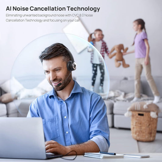 LEVN Bluetooth Headset, Wireless Headset with Microphone & Mute Button, 60Hrs