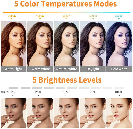 Video Conference Lighting Kit, Ring Light Clip on Laptop Monitor with 5 Dimmable Color & 5 Brightness Level for Webcam Lighting/Zoom Lighting/Remote Working/Self Broadcasting and Live Streaming, Etc.