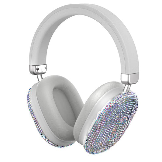 MGALL TM096 Luxury Diamond Over-Ear Wireless Headphones, Fashion-Driven Design with Head Tracking, Ergonomic Fit & Crystal-Clear Sound, Diamond-Encrusted Shell, Wireless Headsets for Music & Phone Calls, Perfect Gift for Girlfriend Electronic Stream
