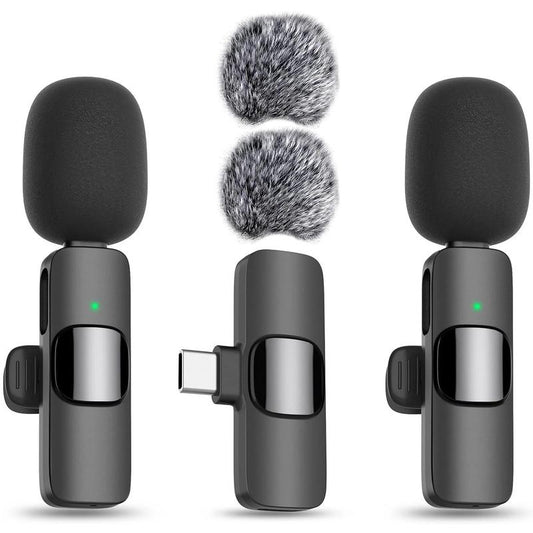 Wireless Lavalier Microphone, USB Rechargeable Lapel Microphone, Portable Wireless Microphone for Iphone Ipad, Professional Wireless Microphone for Interview