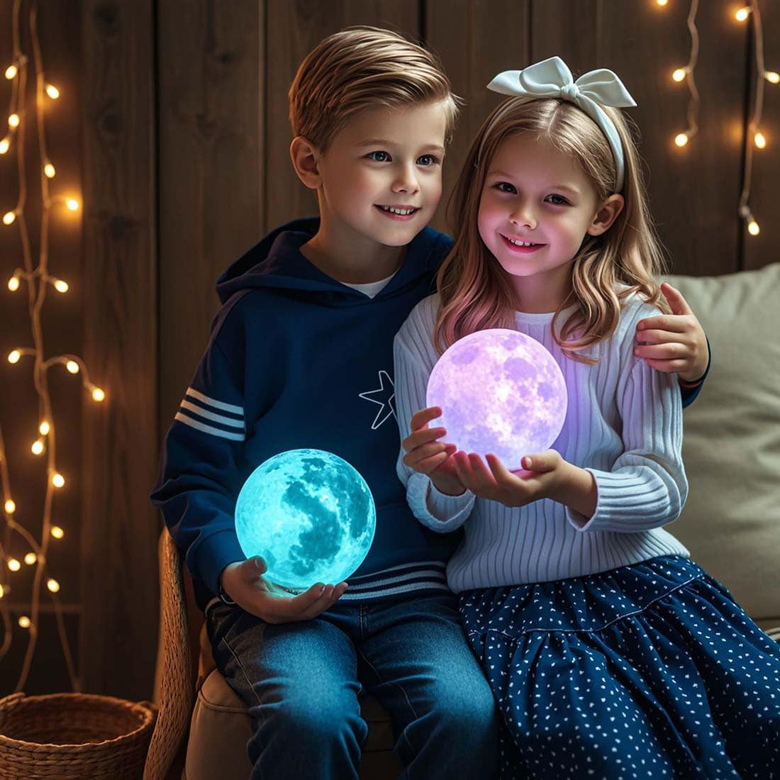 Enchanting 128-Color Moon Lamp - The Perfect Christmas Gift for Kids and Teens, Remote & Touch Control, 6-Inch Night Light for All Ages