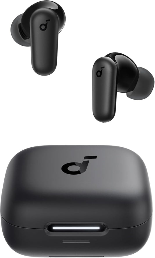 P30I by  Noise Cancelling Earbuds, Strong and Smart Noise Cancelling, Powerful Bass, 45H Playtime, 2-In-1 Case and Phone Stand, IP54, Wireless Earbuds, Bluetooth 5.4 (Black)