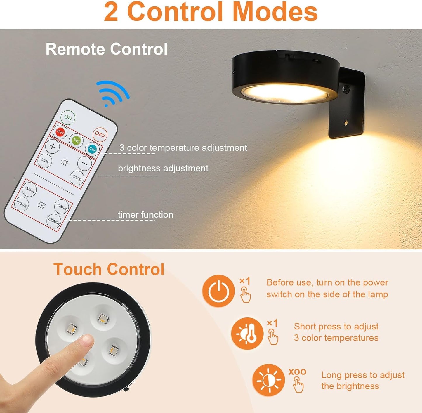 3Pcs Rechargeable Battery Picture Light,Wall Lights for Pictures with Remote Dimmable and Timer,3 Lighting Modes Magnetic Art Display Light for Paintings Battery Operated-Black