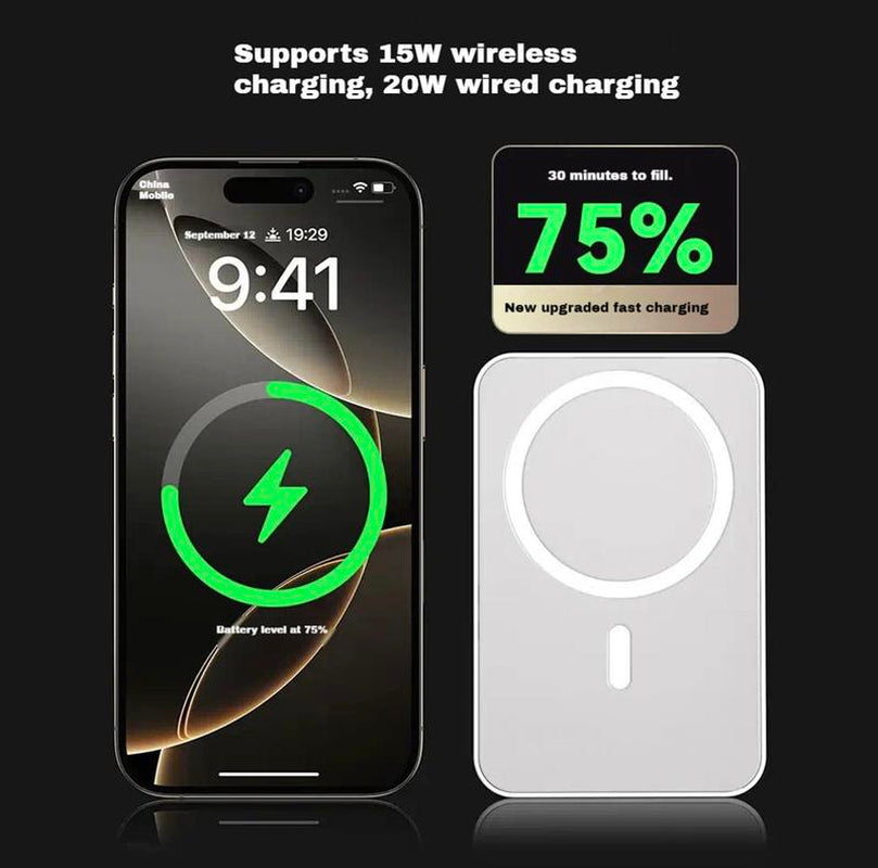 10000mAh Magnetic Power Bank - Wireless Portable Charger with Fast Charging for iPhone 12-16 Series, Compact and Efficient