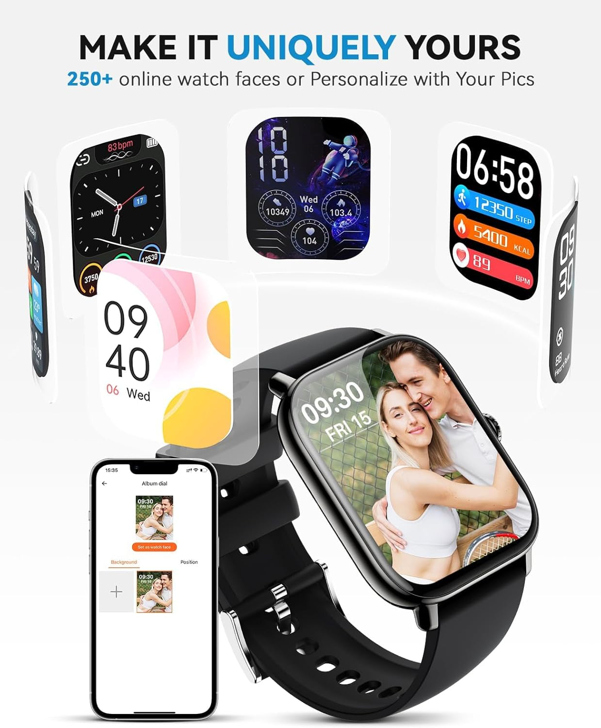 Smart Watch for Women Men- Answer/Make Call, 2025 IP68 Waterproof Fitness Step Tracker Watch with Sleep Monitor/Activity Counter/110+ Sport Mode, Smartwatch for Andriod Iphone Ios Samsung Compatible