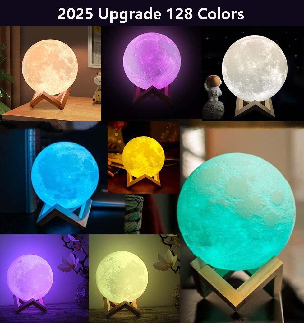 Enchanting 128-Color Moon Lamp - The Perfect Christmas Gift for Kids and Teens, Remote & Touch Control, 6-Inch Night Light for All Ages