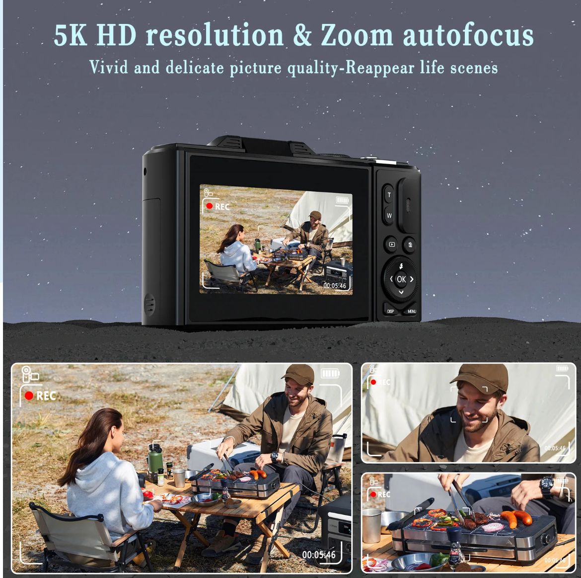 Digital Camera  5k, 180° digital camera with flip screen .