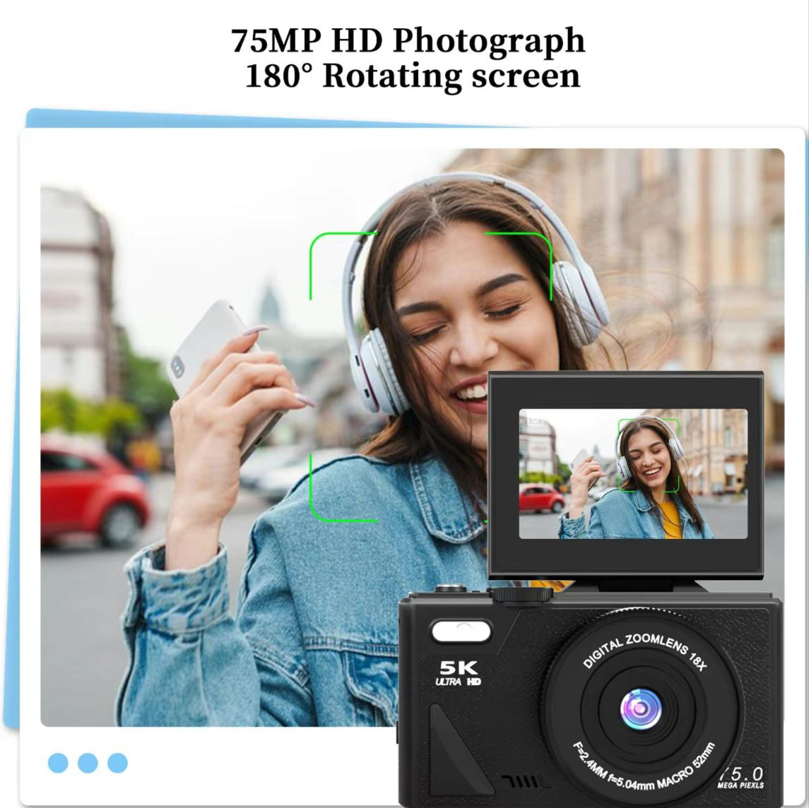 Digital Camera  5k, 180° digital camera with flip screen .
