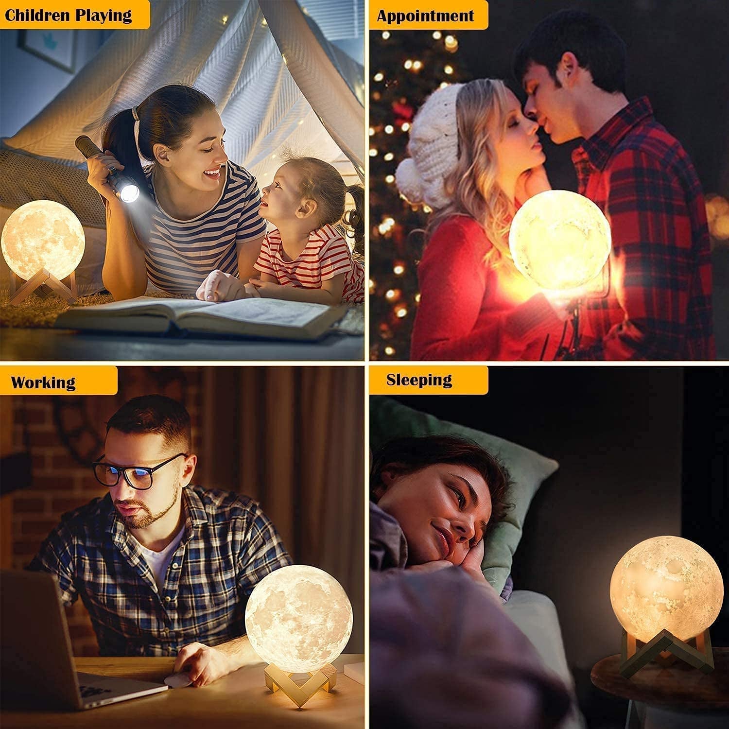 Enchanting 128-Color Moon Lamp - The Perfect Christmas Gift for Kids and Teens, Remote & Touch Control, 6-Inch Night Light for All Ages