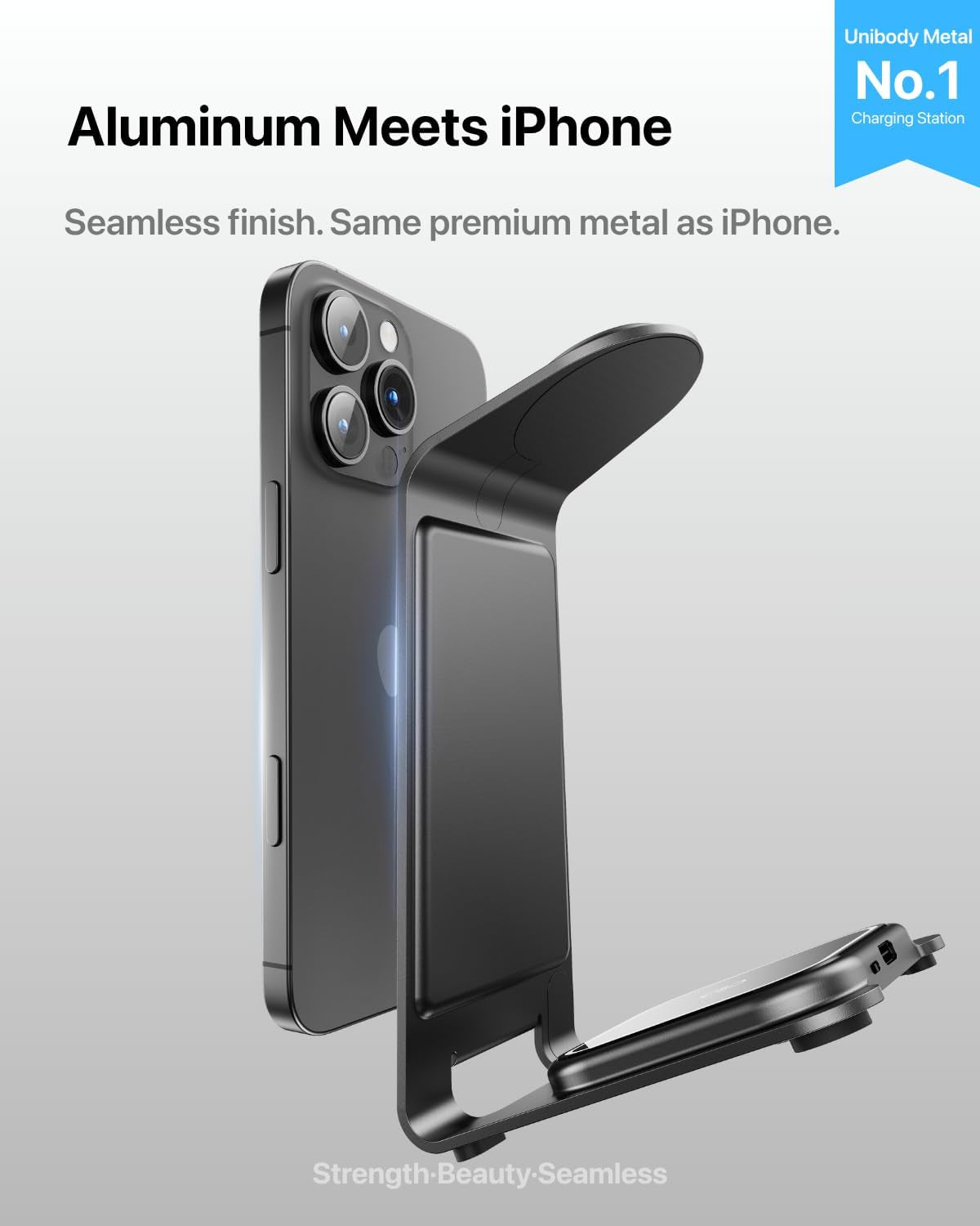 Aluminum 3 in 1 Wireless Charging Station for Iphone 17 16 15 14 13 12 11 Pro Max XR, Wireless Charger for Apple Watch 11 10 9 8 7 Ultra SE 3 2, Phone Charger for Airpods 4 Pro 2 3 (Grey)