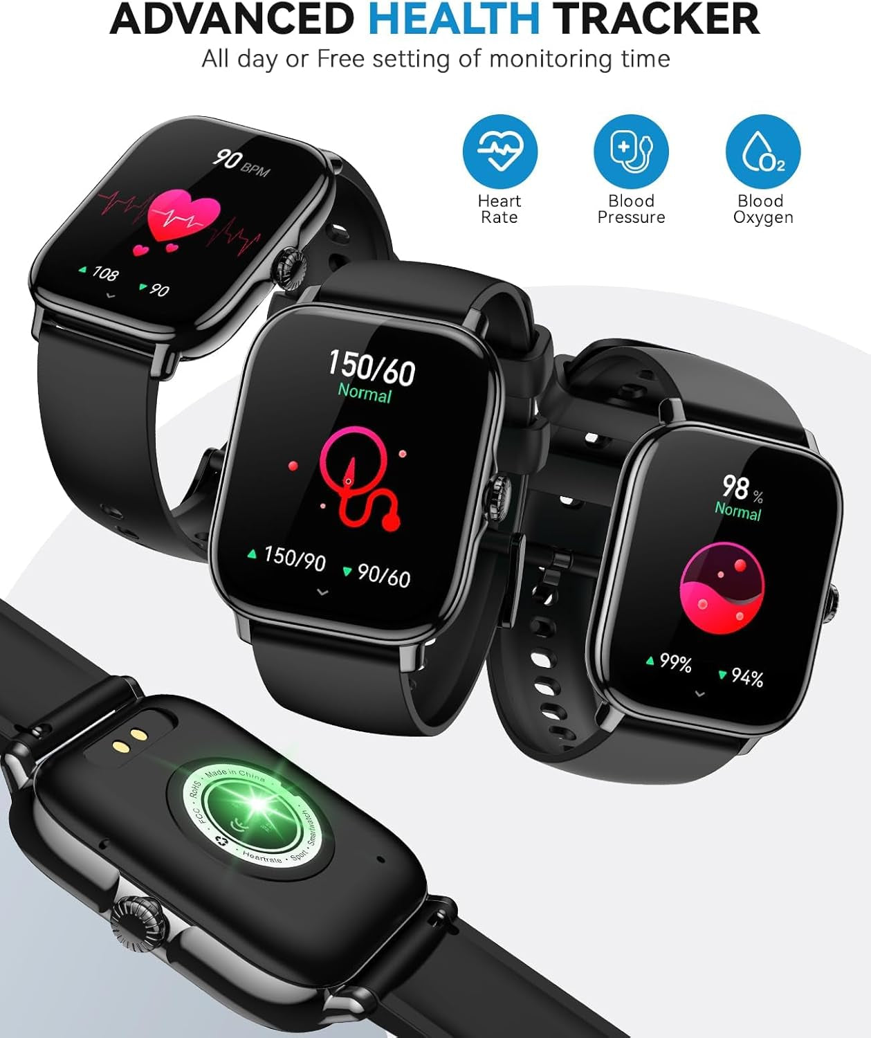 Smart Watch for Women Men- Answer/Make Call, 2025 IP68 Waterproof Fitness Step Tracker Watch with Sleep Monitor/Activity Counter/110+ Sport Mode, Smartwatch for Andriod Iphone Ios Samsung Compatible