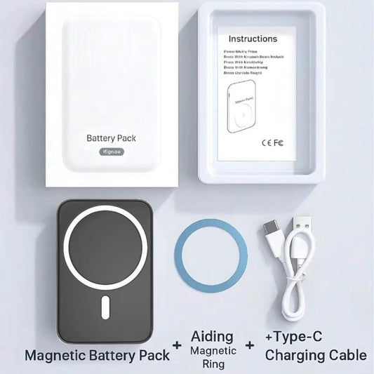 10000mAh Magnetic Power Bank - Wireless Portable Charger with Fast Charging for iPhone 12-16 Series, Compact and Efficient