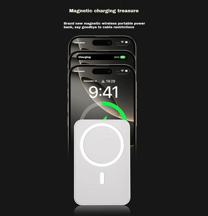 10000mAh Magnetic Power Bank - Wireless Portable Charger with Fast Charging for iPhone 12-16 Series, Compact and Efficient