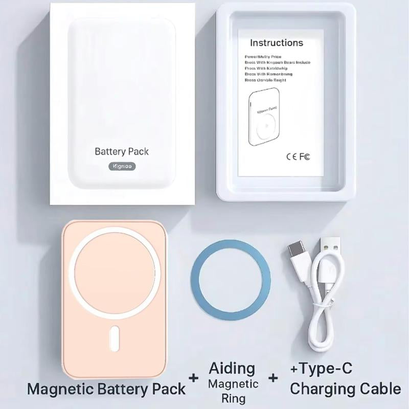 10000mAh Magnetic Power Bank - Wireless Portable Charger with Fast Charging for iPhone 12-16 Series, Compact and Efficient